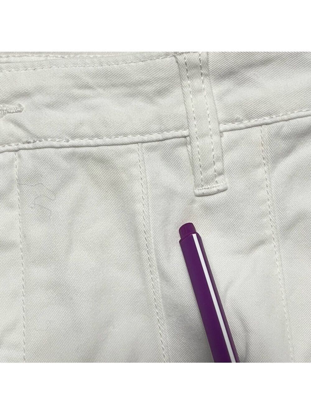 Cleo White Wide Leg Trouser Pants | Size 12 | High Rise Stretch Cotton - Picture 9 of 10